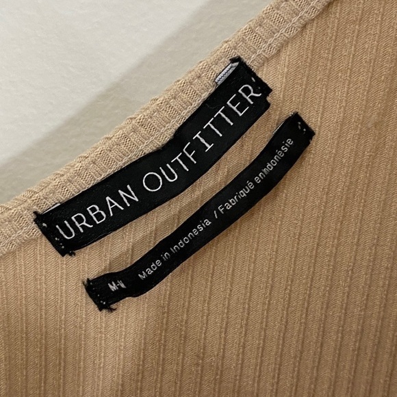 Urban Outfitters Medium Cream Beige Ribbed Knit Midi‎ Dress Button Down - Picture 11 of 11